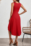 Plain Side Ruched Swing Dress