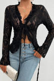 Plain Full Lace Frill Open Cardigan