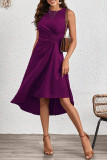 Plain Side Ruched Swing Dress