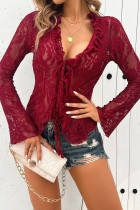 Plain Full Lace Frill Open Cardigan