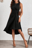 Plain Side Ruched Swing Dress