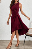Plain Side Ruched Swing Dress