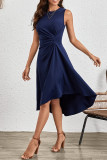 Plain Side Ruched Swing Dress