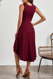 Plain Side Ruched Swing Dress