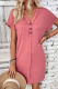 Plain V Neck Buttoned Exposed Seam T-Shirt Dress