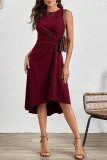 Plain Side Ruched Swing Dress