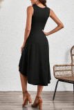 Plain Side Ruched Swing Dress