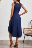 Plain Side Ruched Swing Dress