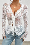Plain Full Lace Frill Open Cardigan