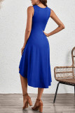 Plain Side Ruched Swing Dress