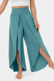 Plain High Split Wide Leg Pants