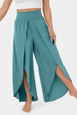 Plain High Split Wide Leg Pants