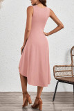 Plain Side Ruched Swing Dress