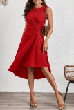 Plain Side Ruched Swing Dress