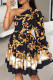 One Shoulder Boho Floral Ruffle Dress