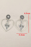 Heart Shape Cactus Alloy Earrings