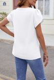Plain V Neck Buttoned Turlip Sleeves Blouse