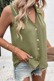Plain V Neck Open Button Sleeveless Blouse