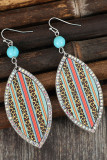 Leopard Splicing PU Leather Earrings
