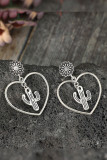 Heart Shape Cactus Alloy Earrings