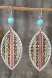 Leopard Splicing PU Leather Earrings