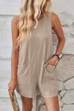 Plain Loose Fit Pockets Sleeveless Romper