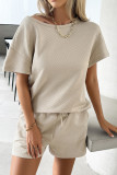 Textured Knitting Two Pieces Short Set