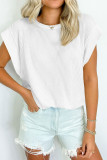 Plain Textured Striped Short Sleeves Top