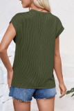 Plain Textured Striped Short Sleeves Top