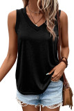 Black Ribbed V Neck Tank