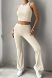 Plain Rib Tank Top with Pants 2pcs Set