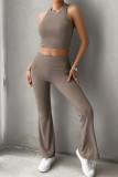 Plain Rib Tank Top with Pants 2pcs Set