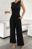 Plain Slim Tank with Wide Leg Bottom Sleeveless Jumpsuit