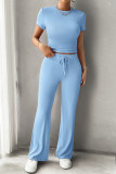 Crew Neck Two Pieces Top and Pants Set