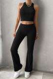 Plain Rib Tank Top with Pants 2pcs Set