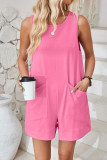 Plain Loose Fit Pockets Sleeveless Romper