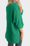 Plain V Neck Textured Bat Wing Sleeves Top