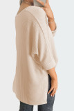 Plain V Neck Textured Bat Wing Sleeves Top
