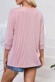 Plain V Neck Textured Bat Wing Sleeves Top