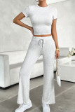 Crew Neck Two Pieces Top and Pants Set
