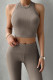 Plain Rib Tank Top with Pants 2pcs Set
