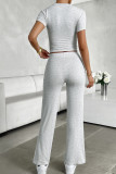 Crew Neck Two Pieces Top and Pants Set