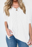 Plain V Neck Textured Bat Wing Sleeves Top