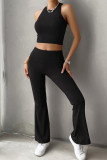 Plain Rib Tank Top with Pants 2pcs Set