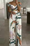 Twisted Bust Off Shoulder Wide Leg Floral Jumpsuit