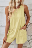 Plain Loose Fit Pockets Sleeveless Romper
