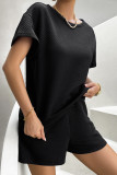 Textured Knitting Two Pieces Short Set
