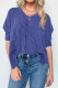 Plain V Neck Textured Bat Wing Sleeves Top