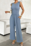 Plain Slim Tank with Wide Leg Bottom Sleeveless Jumpsuit