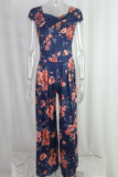 Twisted Bust Off Shoulder Wide Leg Floral Jumpsuit